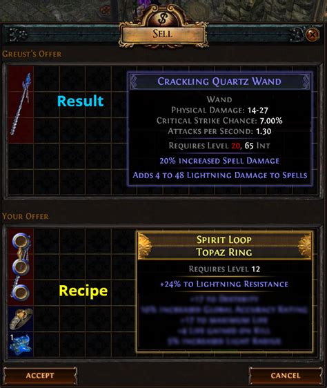 Path Of Exile Merchant Recipes